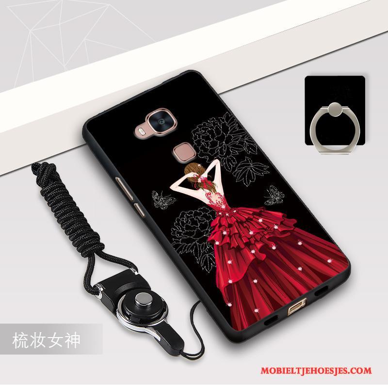 Huawei G7 Plus Mobiele Telefoon Hoesje Zwart Bescherming Rood Hanger Anti-fall