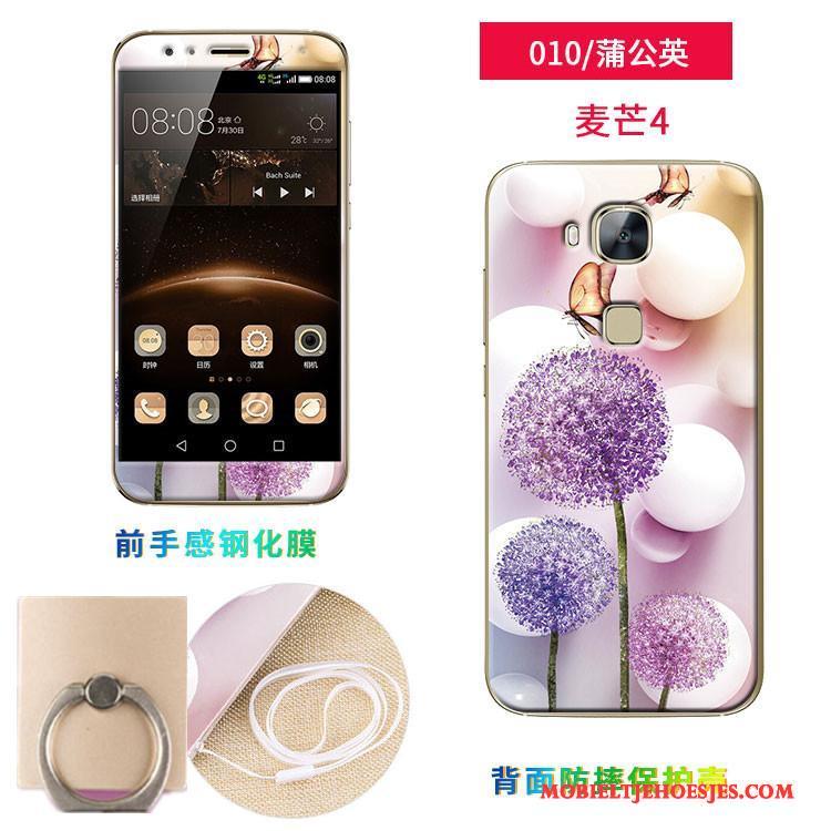Huawei G7 Plus Purper Zacht Tempereren Hoes Skärmskydd Hoesje Telefoon Hanger