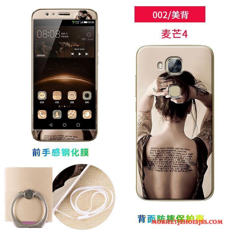 Huawei G7 Plus Purper Zacht Tempereren Hoes Skärmskydd Hoesje Telefoon Hanger