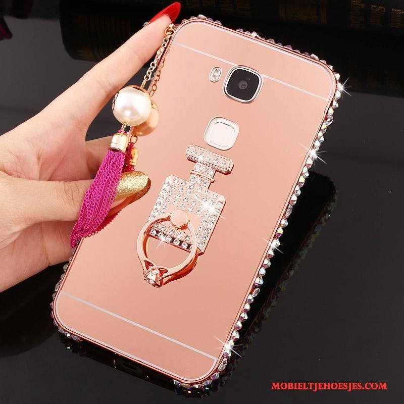 Huawei G7 Plus Ring Metaal Roze Bescherming Hoes Hoesje Telefoon Anti-fall