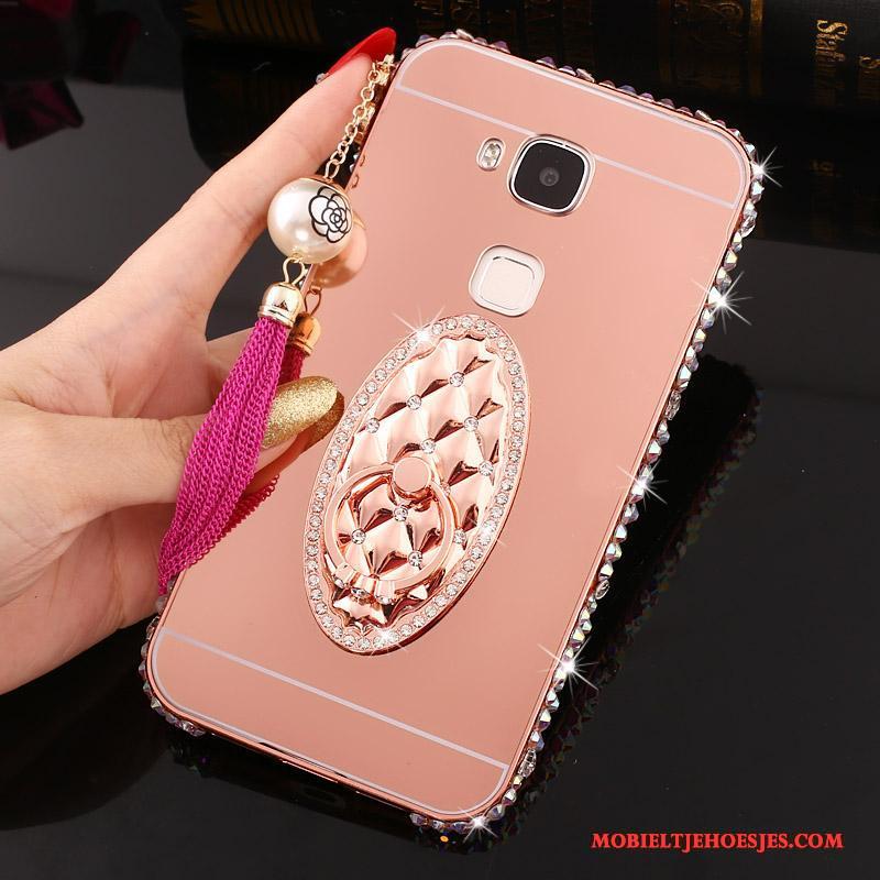 Huawei G7 Plus Ring Metaal Roze Bescherming Hoes Hoesje Telefoon Anti-fall