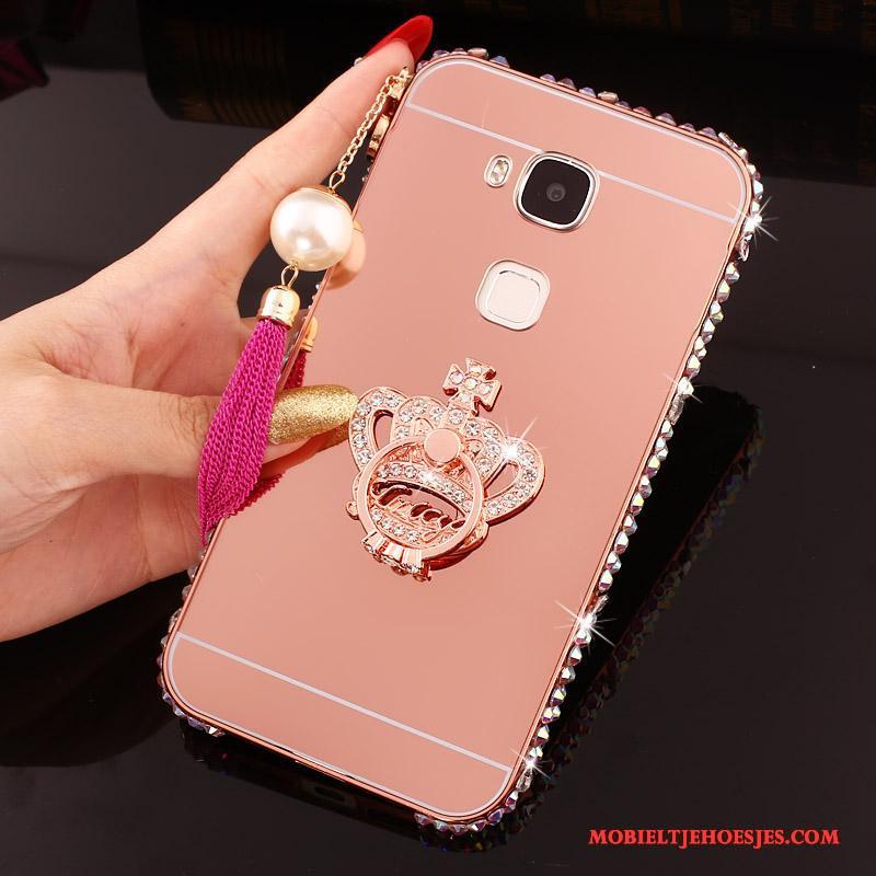 Huawei G7 Plus Ring Metaal Roze Bescherming Hoes Hoesje Telefoon Anti-fall