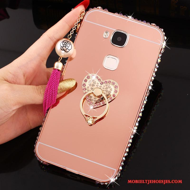 Huawei G7 Plus Ring Metaal Roze Bescherming Hoes Hoesje Telefoon Anti-fall