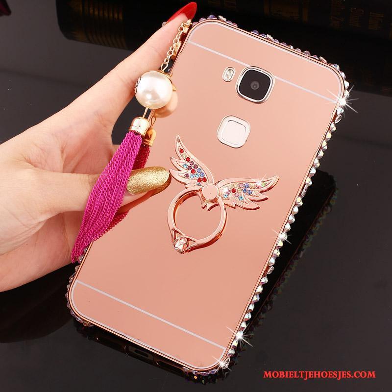 Huawei G7 Plus Ring Metaal Roze Bescherming Hoes Hoesje Telefoon Anti-fall