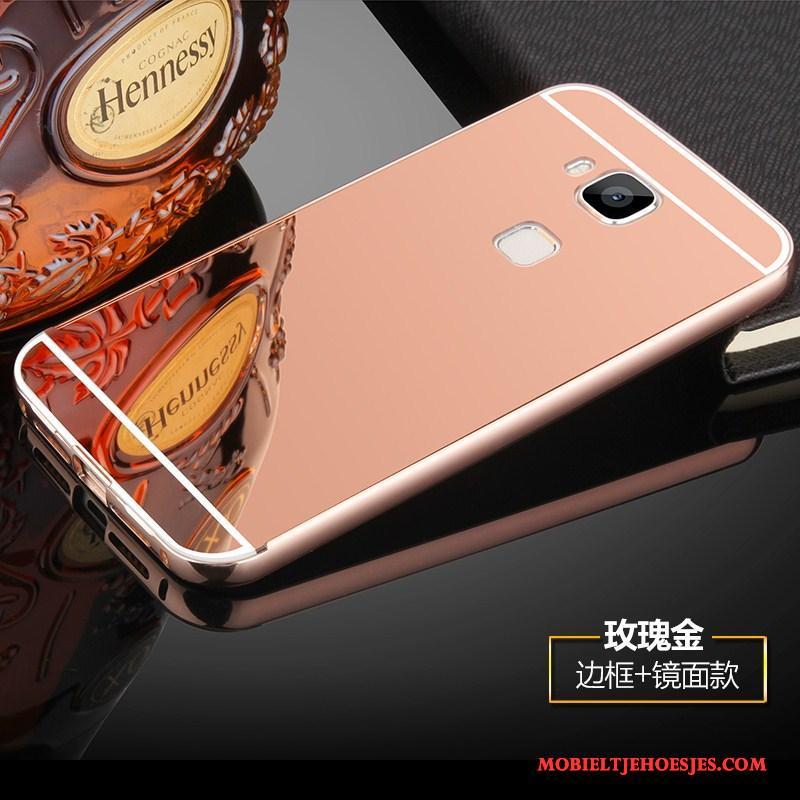 Huawei G7 Plus Roze Metaal Hoesje Telefoon Achterklep
