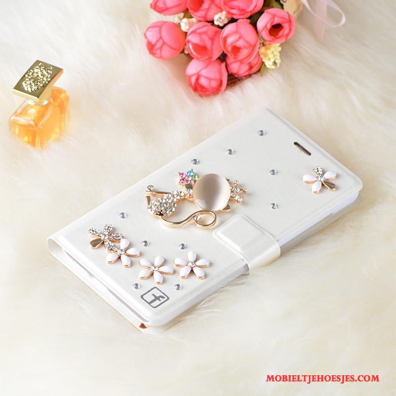 Huawei G7 Plus Trend Met Strass Wit Bescherming Folio Hoesje Mobiele Telefoon