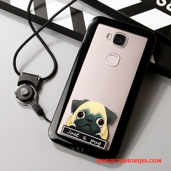 Huawei G7 Plus Zacht Hanger Bescherming Doorzichtig Hoesje Telefoon Zwart Anti-fall
