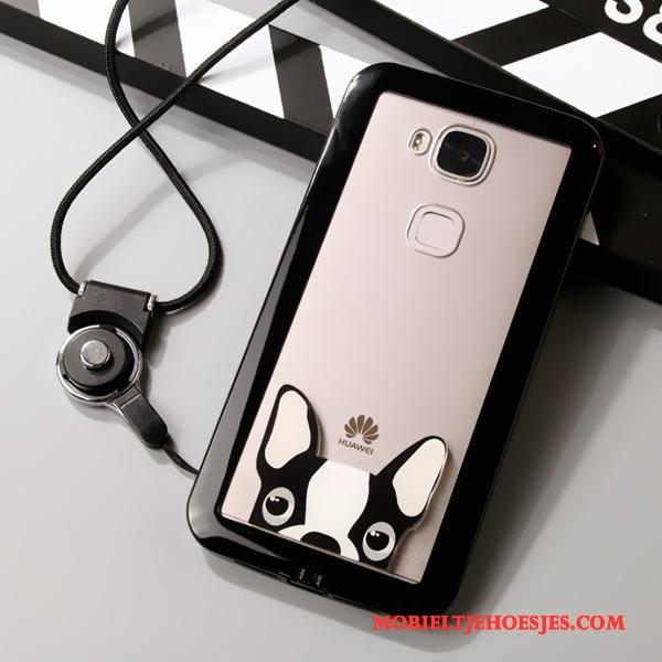 Huawei G7 Plus Zacht Hanger Bescherming Doorzichtig Hoesje Telefoon Zwart Anti-fall