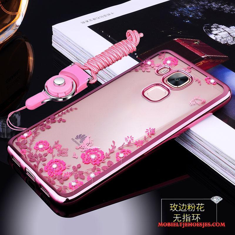 Huawei G7 Plus Zacht Siliconen Hoesje Telefoon Hanger All Inclusive Roze