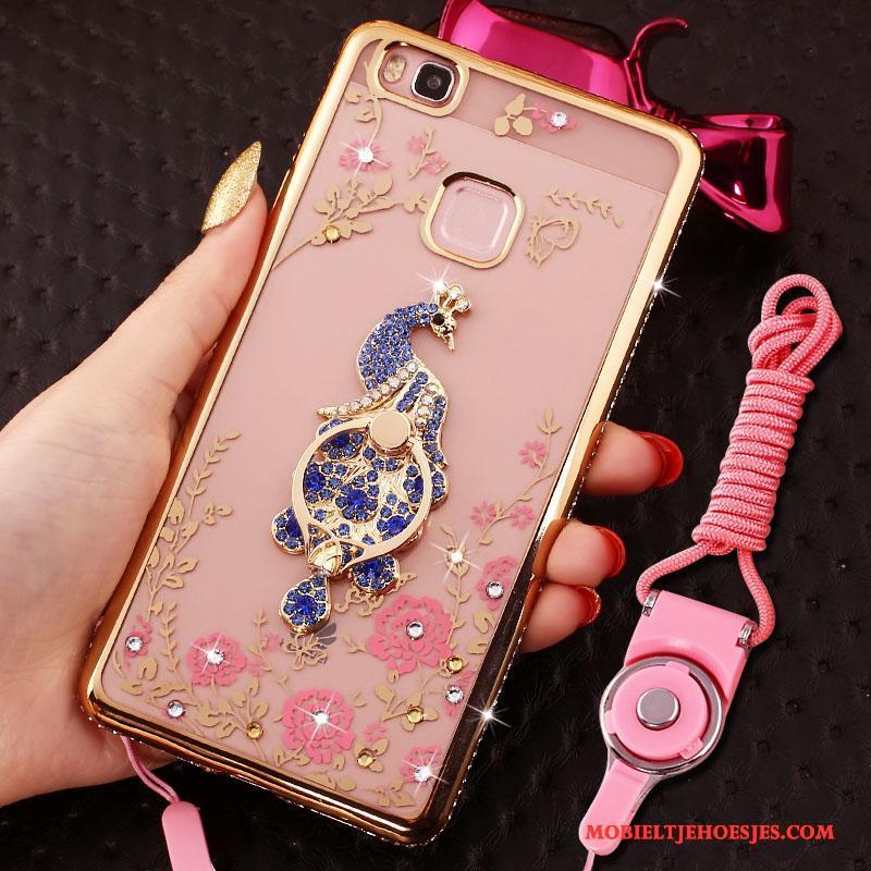 Huawei G9 Lite Hanger Jeugd Hoes Omlijsting Hoesje Telefoon Goud Met Strass