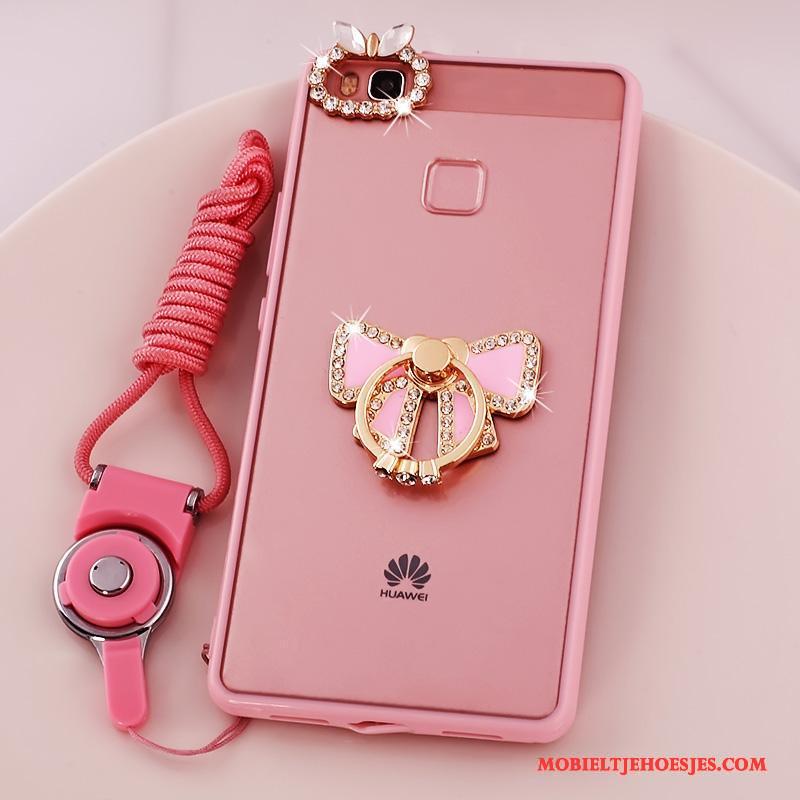 Huawei G9 Lite Hoesje Siliconen Zacht Jeugd Telefoon Roze Hanger