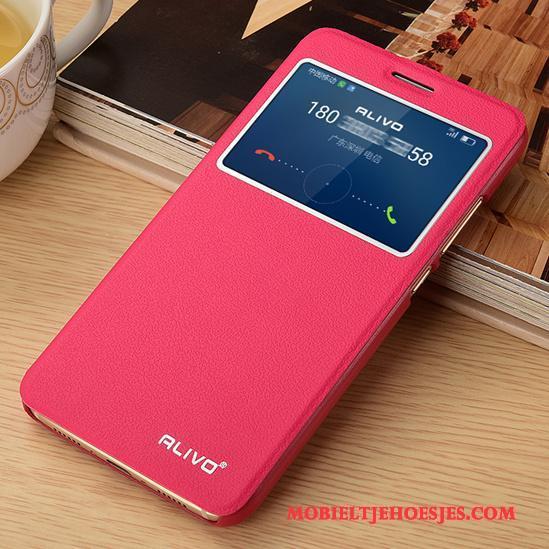 Huawei G9 Plus Bescherming Roze Hoesje Telefoon All Inclusive Anti-fall Clamshell Leren Etui