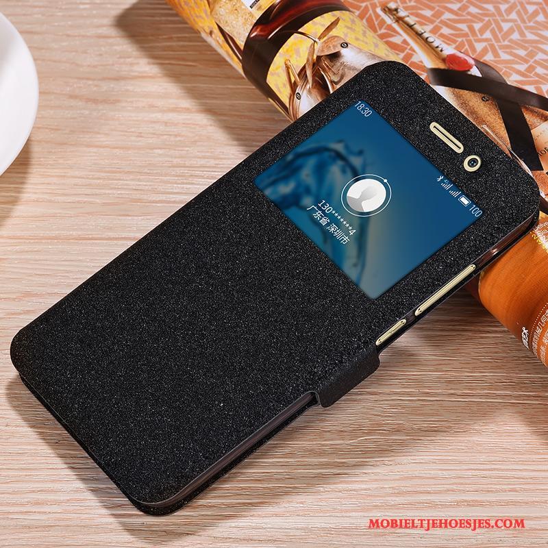 Huawei G9 Plus Eenvoudige Hoes Mobiele Telefoon Leren Etui Klittenband Hoesje Goud