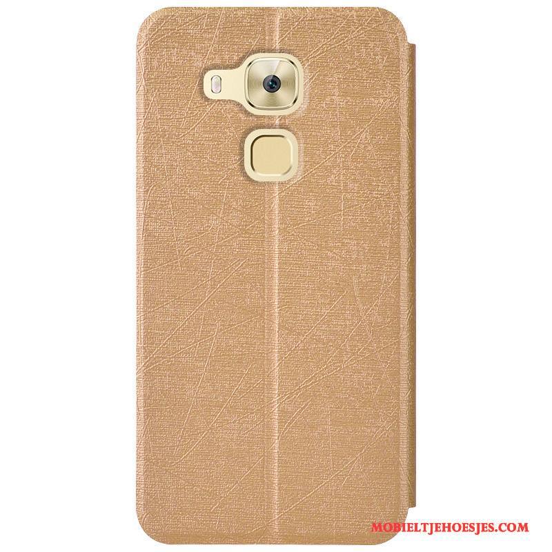 Huawei G9 Plus Folio Anti-fall Bescherming Hoesje Zacht Goud All Inclusive