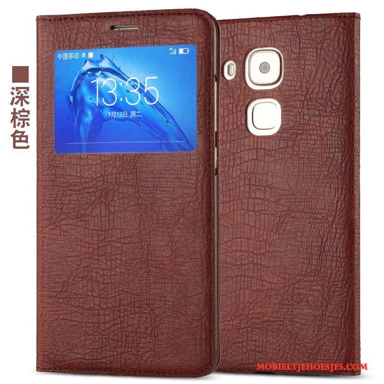 Huawei G9 Plus Folio Anti-fall Wit Mobiele Telefoon Hoesje Telefoon Leren Etui