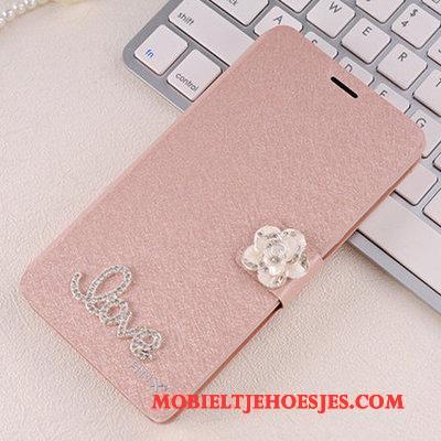 Huawei G9 Plus Folio Jeugd Anti-fall Hoesje Telefoon Bescherming Wit Met Strass