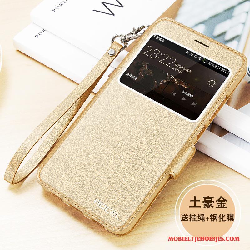 Huawei G9 Plus Folio Mobiele Telefoon Klittenband Hoesje Bescherming Leren Etui Eenvoudige