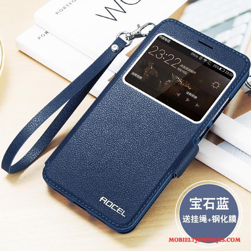 Huawei G9 Plus Folio Mobiele Telefoon Klittenband Hoesje Bescherming Leren Etui Eenvoudige