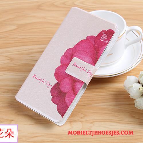Huawei G9 Plus Hoes Leren Etui Bescherming Roze Clamshell Hoesje Telefoon