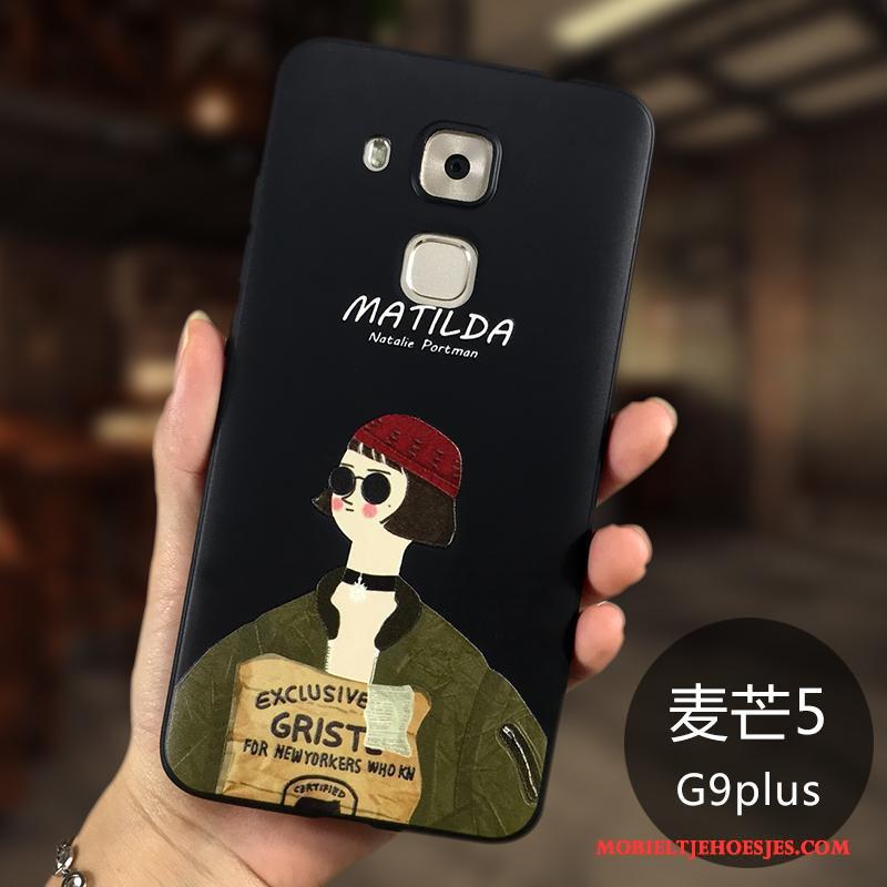 Huawei G9 Plus Hoes Siliconen Schrobben Dun Anti-fall Hoesje Telefoon Zwart