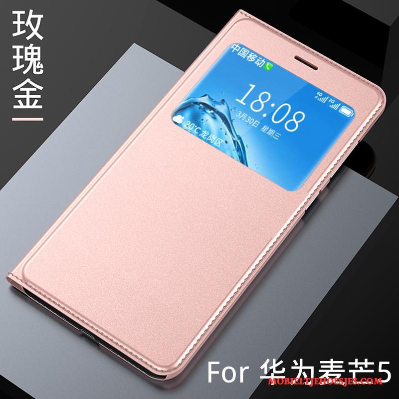 Huawei G9 Plus Hoesje Hoes Roze Trend Anti-fall Leren Etui All Inclusive Bescherming