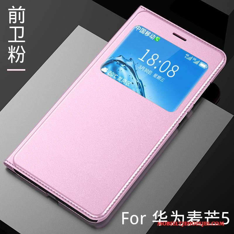 Huawei G9 Plus Hoesje Hoes Roze Trend Anti-fall Leren Etui All Inclusive Bescherming