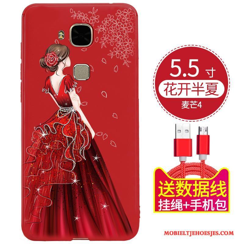 Huawei G9 Plus Hoesje Rood Anti-fall All Inclusive Siliconen Zacht Scheppend Hoes