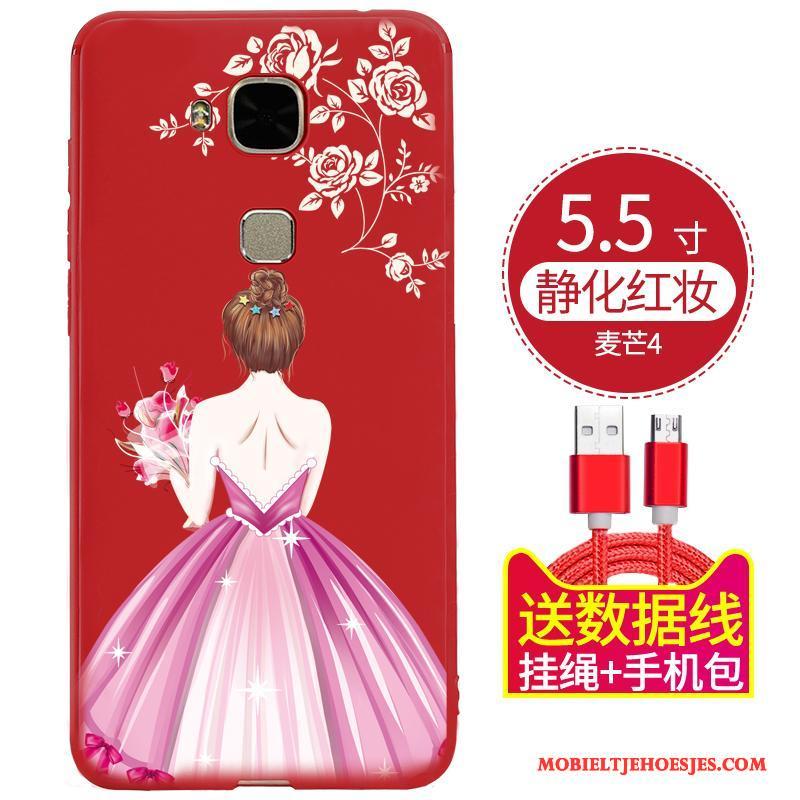 Huawei G9 Plus Hoesje Rood Anti-fall All Inclusive Siliconen Zacht Scheppend Hoes