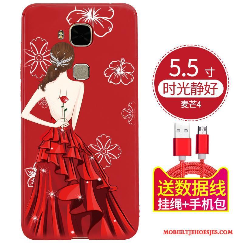 Huawei G9 Plus Hoesje Rood Anti-fall All Inclusive Siliconen Zacht Scheppend Hoes