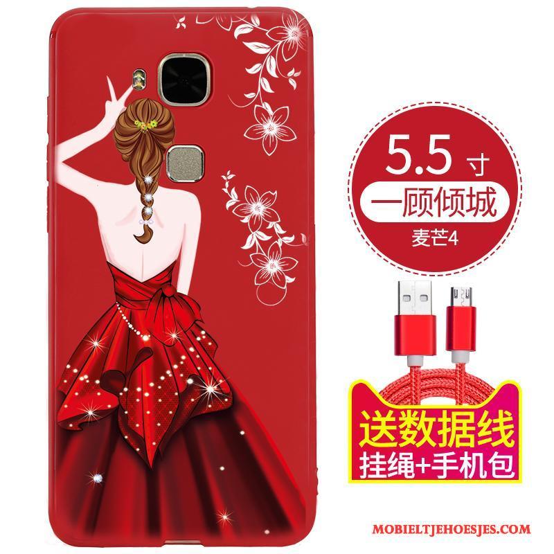 Huawei G9 Plus Hoesje Rood Anti-fall All Inclusive Siliconen Zacht Scheppend Hoes