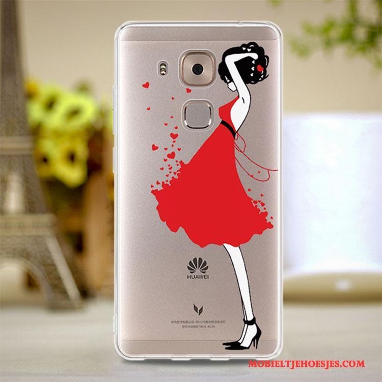 Huawei G9 Plus Hoesje Roze Doorzichtig Rood All Inclusive Siliconen Hoes Zacht