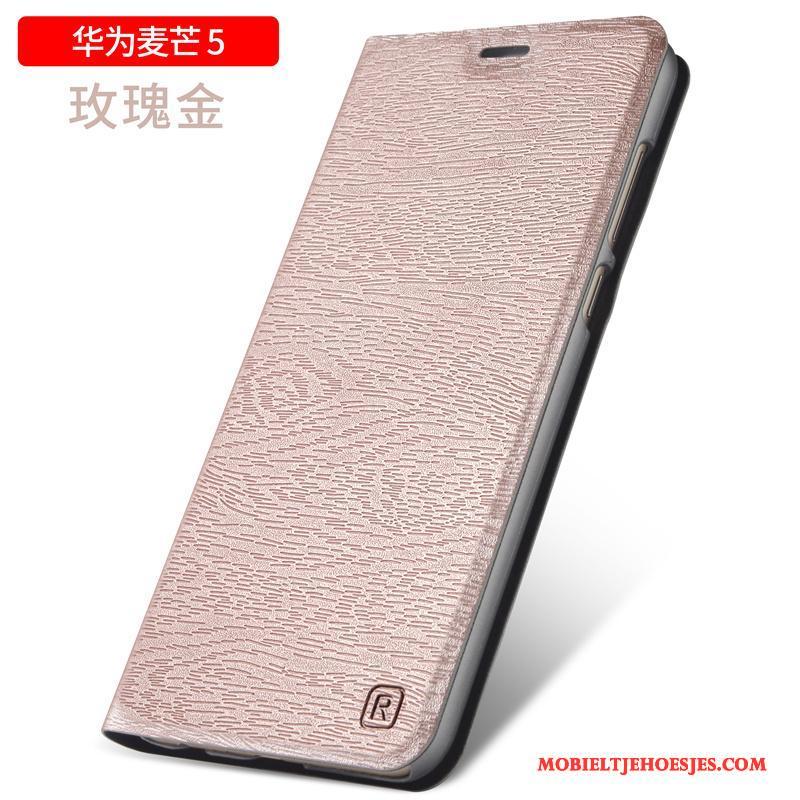 Huawei G9 Plus Hoesje Telefoon Leren Etui Bescherming Zwart Anti-fall Folio