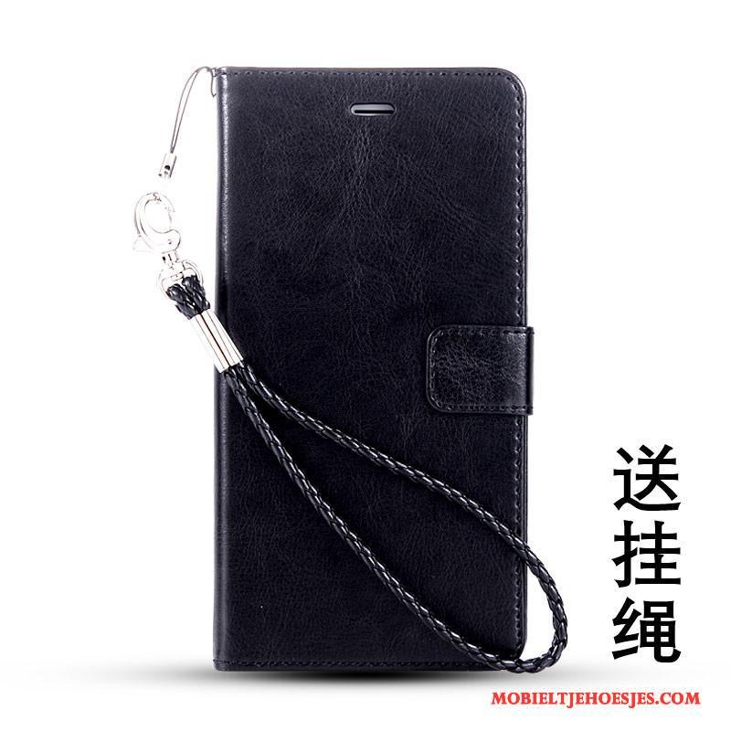 Huawei G9 Plus Hoesje Telefoon Rood Leren Etui Hanger Bescherming Folio Anti-fall