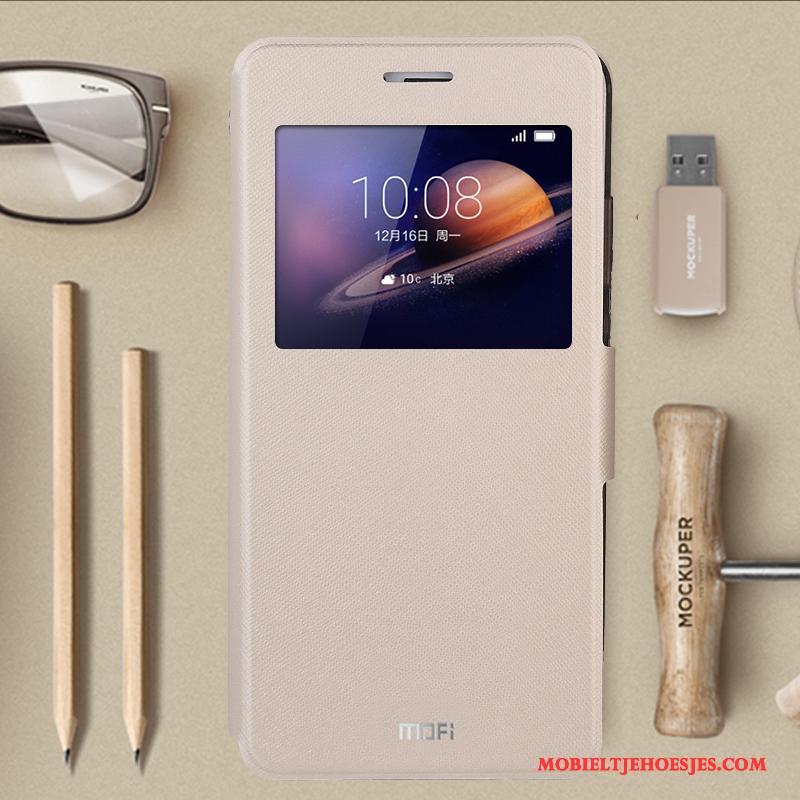 Huawei G9 Plus Hoesje Telefoon Roze All Inclusive Anti-fall Clamshell Bescherming Leren Etui