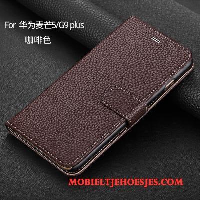 Huawei G9 Plus Portemonnee Rood Clamshell Hoesje Telefoon Leren Etui Bescherming All Inclusive