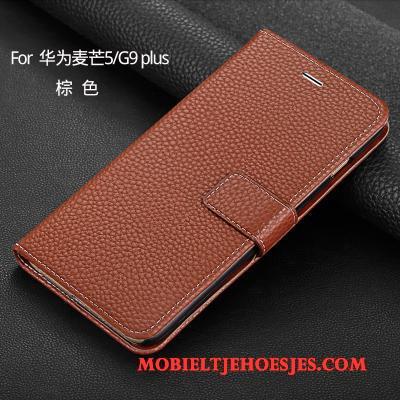 Huawei G9 Plus Portemonnee Rood Clamshell Hoesje Telefoon Leren Etui Bescherming All Inclusive