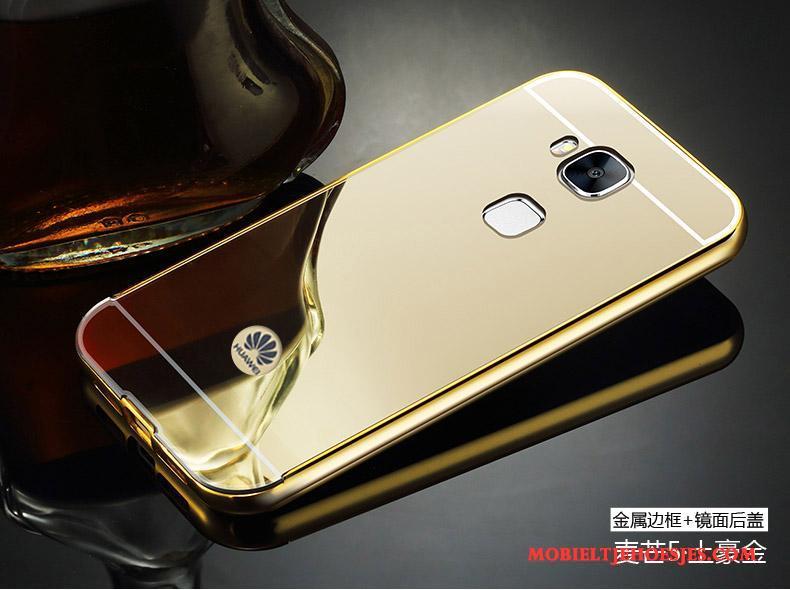 Huawei G9 Plus Rose Goud Hoesje Telefoon Metaal Omlijsting Spiegel Trend Bescherming