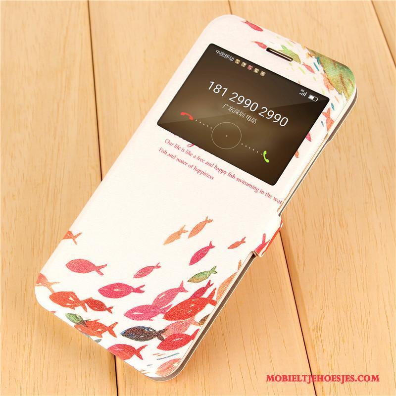 Huawei G9 Plus Scheppend Hoesje Anti-fall Roze Mooie Leren Etui Bescherming