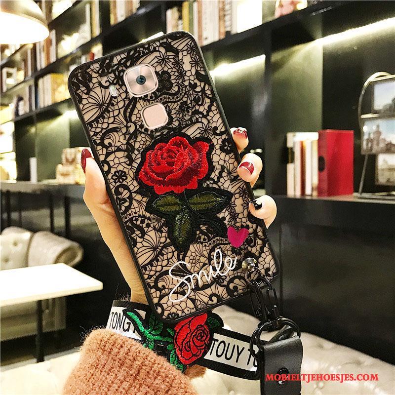 Huawei G9 Plus Wit Siliconen Hoesje Telefoon Trend Bloemen Zacht All Inclusive