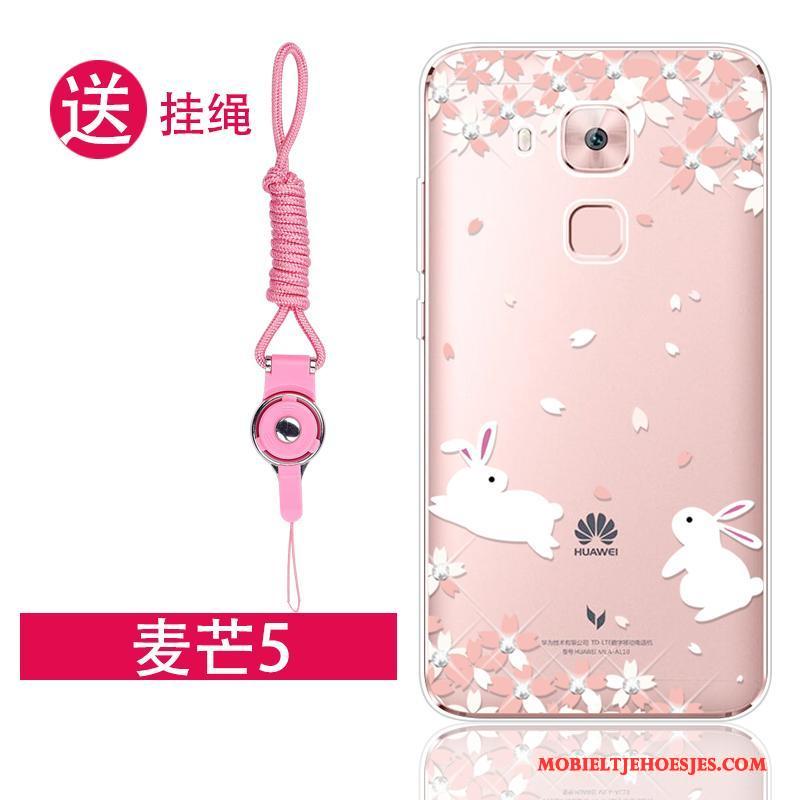 Huawei G9 Plus Zacht Hoesje Telefoon Anti-fall Roze Doorzichtig Siliconen