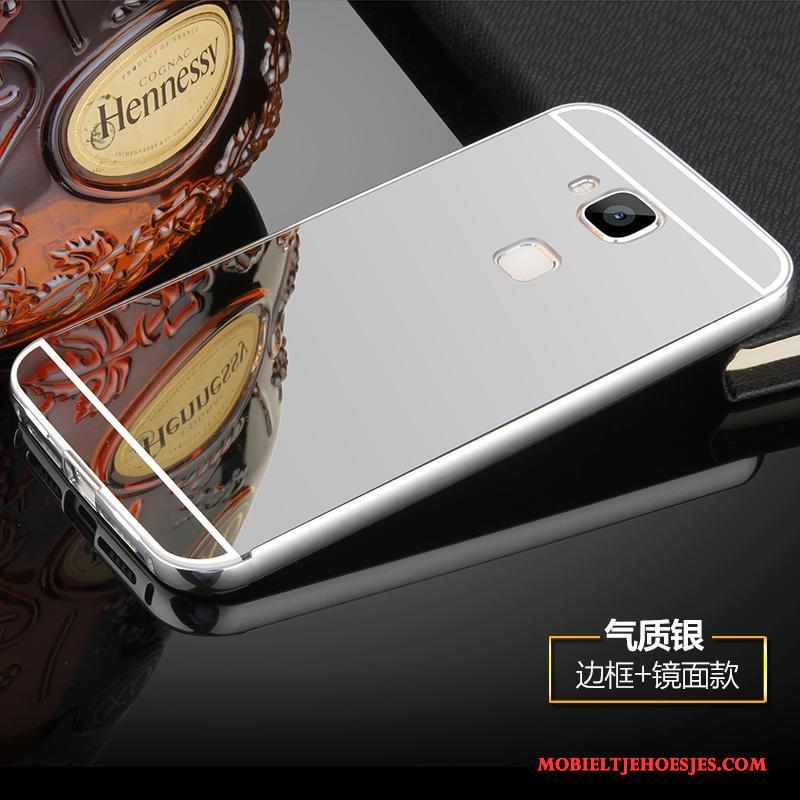 Huawei G9 Plus Zilver Metaal Roze Omlijsting Hoesje Telefoon