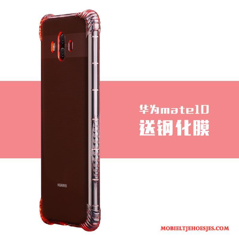 Huawei Mate 10 All Inclusive Eenvoudige Doorzichtig Roze Hoesje Siliconen Anti-fall