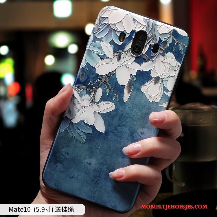 Huawei Mate 10 Anti-fall Siliconen Zacht Groen Reliëf Hoesje Telefoon Hanger