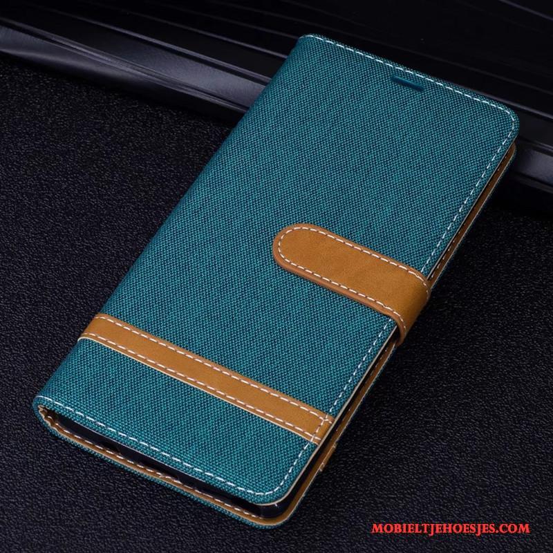 Huawei Mate 10 Hoes Hoesje Telefoon Denim Bescherming Rood Folio Leren Etui