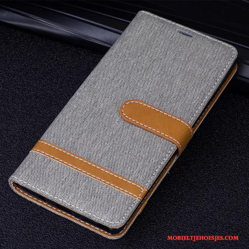 Huawei Mate 10 Hoes Hoesje Telefoon Denim Bescherming Rood Folio Leren Etui