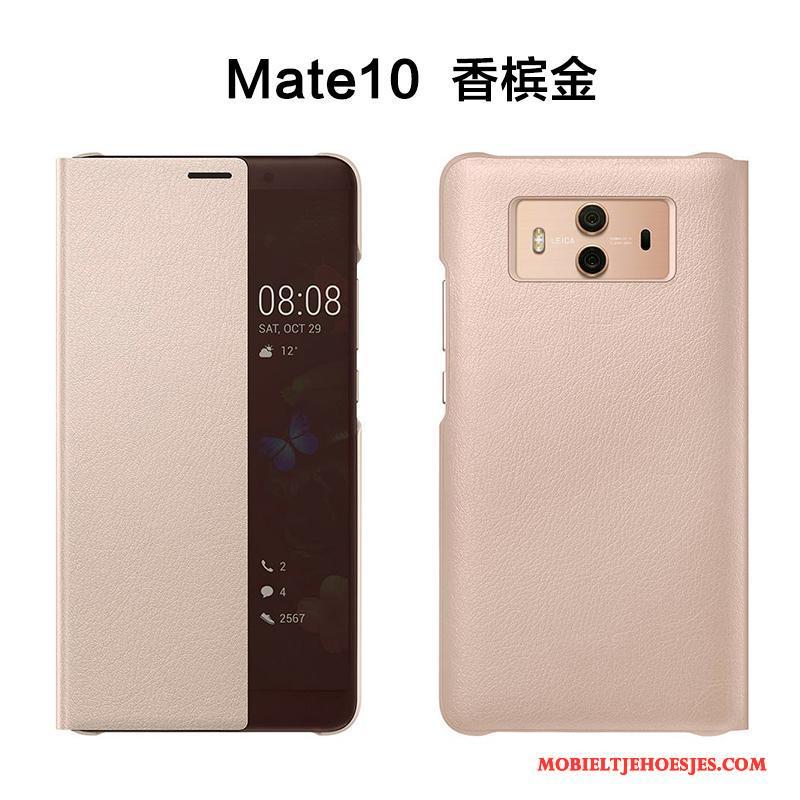 Huawei Mate 10 Hoes Leren Etui Bescherming Rose Goud Clamshell Anti-fall Hoesje Telefoon