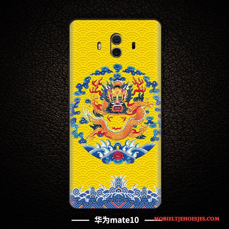 Huawei Mate 10 Hoesje All Inclusive Blauw Scheppend Hoes Chinese Stijl Driedimensionaal Anti-fall