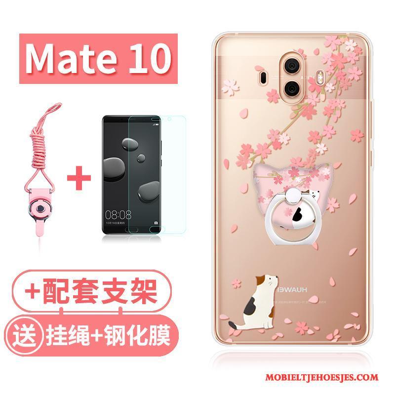 Huawei Mate 10 Hoesje Doorzichtig Zacht Roze Konijn Kat All Inclusive Hoes