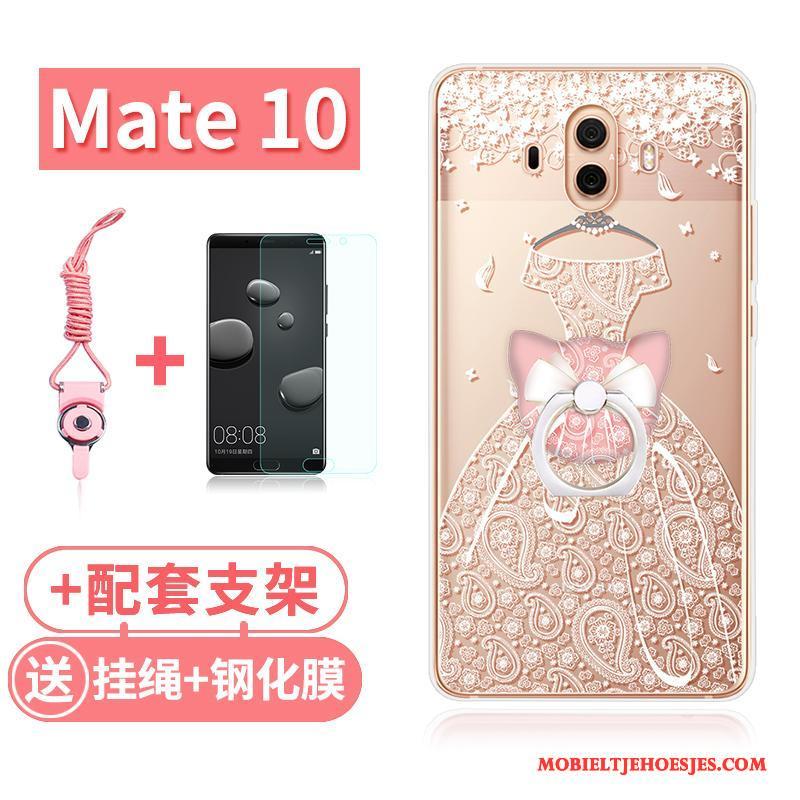 Huawei Mate 10 Hoesje Doorzichtig Zacht Roze Konijn Kat All Inclusive Hoes