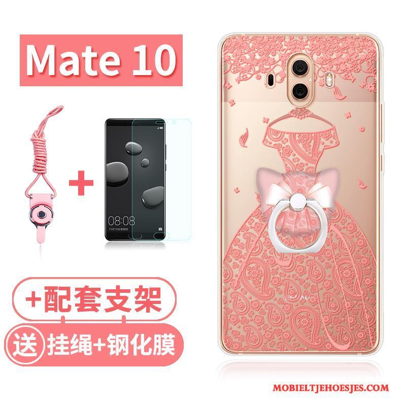 Huawei Mate 10 Hoesje Doorzichtig Zacht Roze Konijn Kat All Inclusive Hoes